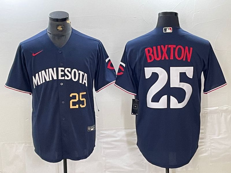 Men Minnesota Twins 25 Buxton Blue 2024 Nike Game MLB Jersey style 2